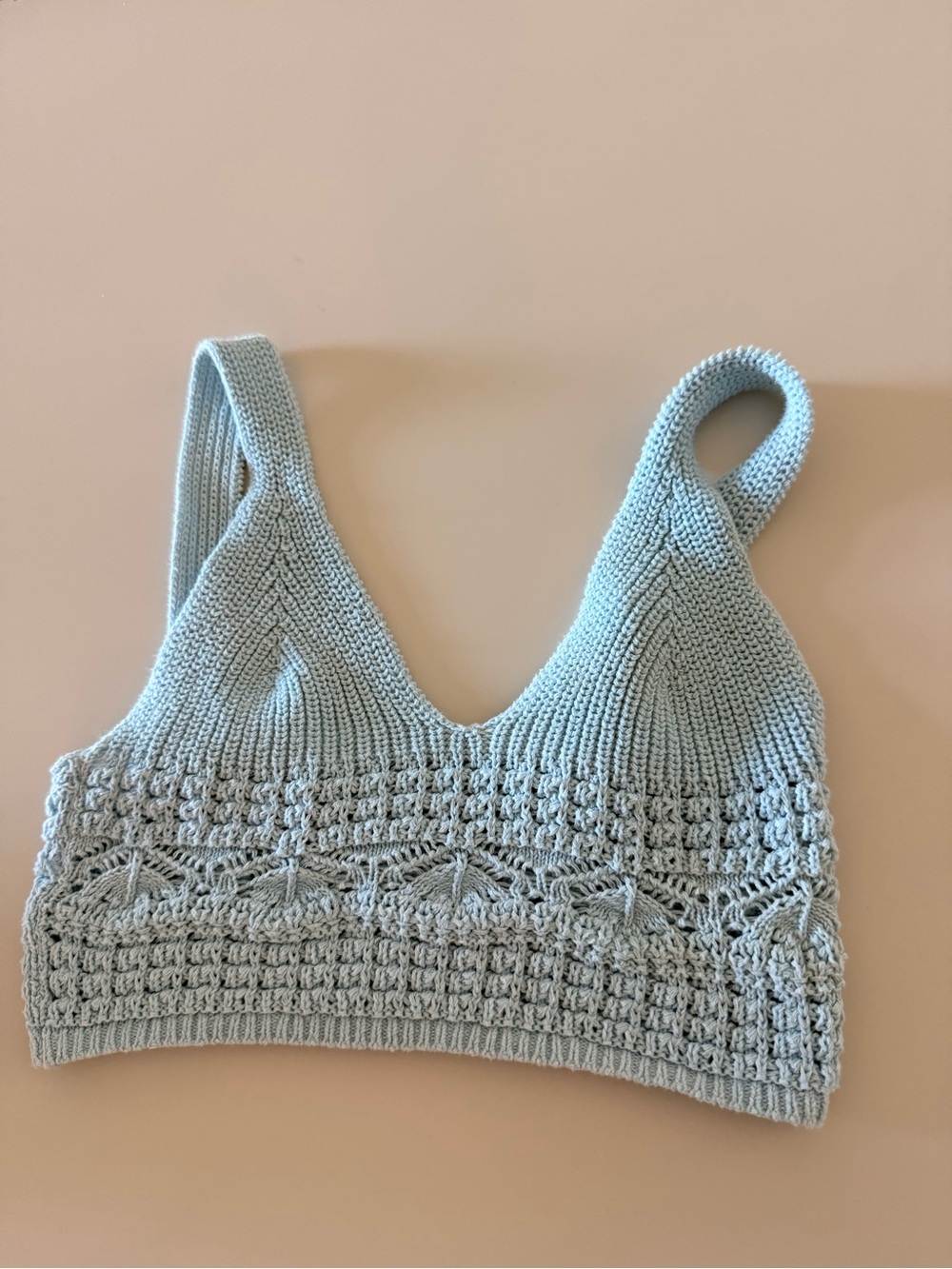 Bershka Pale Blue Knit Crochet Bralette